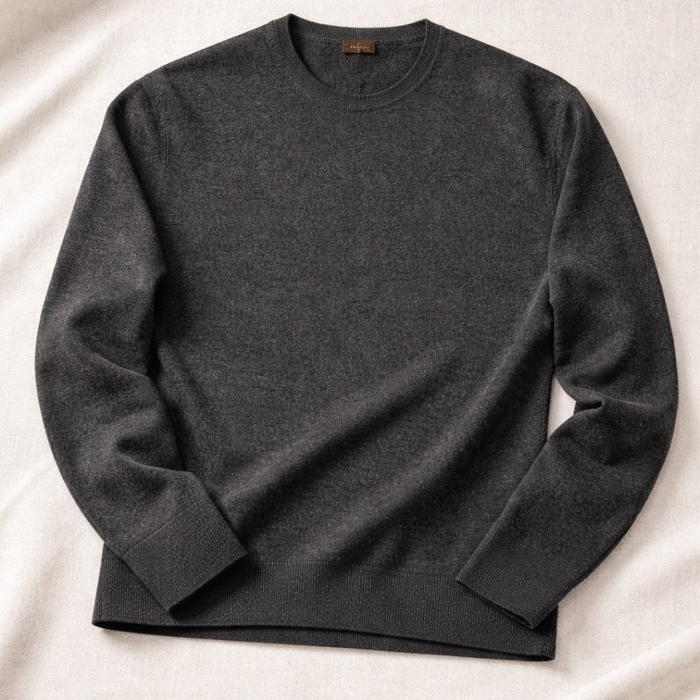Harrison 100% Cashmere Sweater Charcoal Gray Crewneck Soft Luxury Men’s L